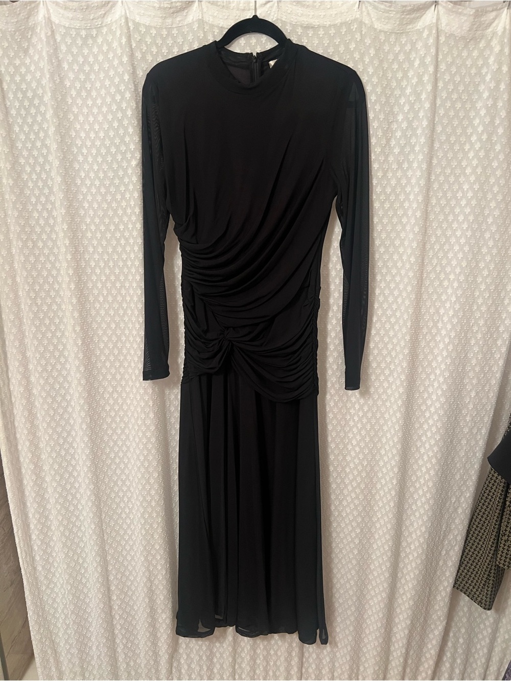 Wayf Black Ruched Dress with Front Slit - Picture 2 of 3